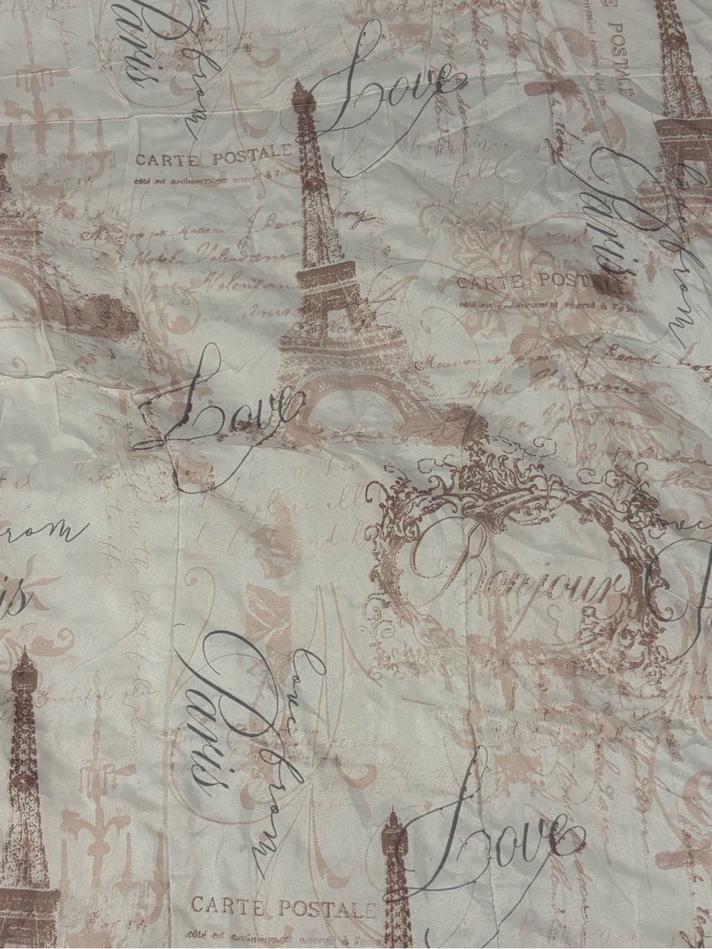 Paris Eiffel Tower Script Print Bedding